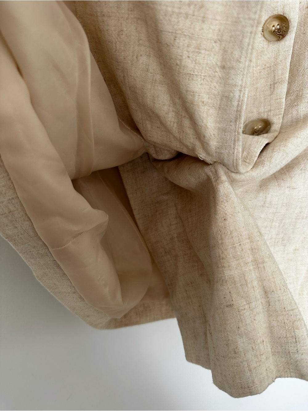 Sleeveless V-Neck Button-Front Mini Dress in Cream - Picture 8 of 11